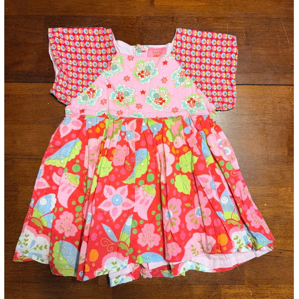 Room Seven Girls Dress 12M Pink Floral Patchwork Boho Cottagecore